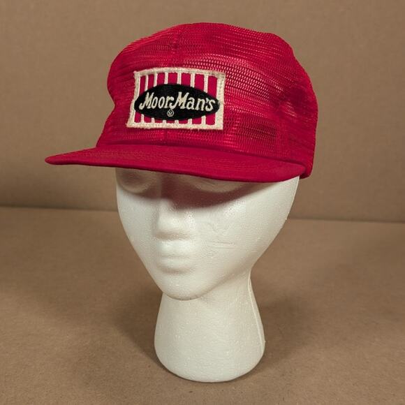 Vintage 80s MoorMan’s Feed Hat K-Brand Red Mesh Snapback Trucker Cap Farm Supply - Picture 5 of 8